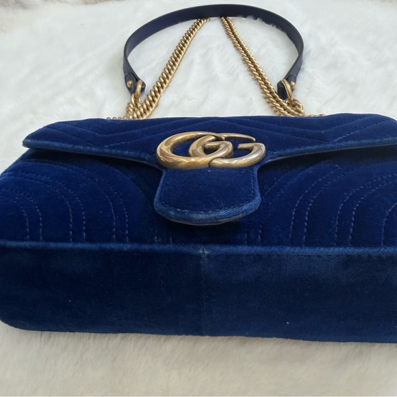 GUCCI Blue Marmont Quilted Crossbody/Shoulder Bag - Picture 8 of 13